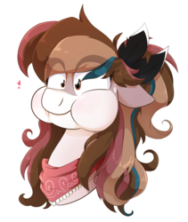 Size: 1935x2295 | Tagged: safe, artist:zlayd-oodles, oc, oc only, oc:kyumiku, pegasus, pony, blushing, bust, cheeks, clothes, cute, digital art, eye clipping through hair, female, heart, high res, mare, ocbetes, puffy cheeks, scarf, simple background, solo, transparent background, wide eyes