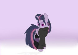 Size: 2040x1440 | Tagged: safe, artist:ideltavelocity, mean twilight sparkle, pony, g4, the mean 6, alternate hairstyle, clone, clothes, female, socks, solo, sweater