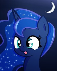Size: 844x1053 | Tagged: safe, artist:badponyvectors, princess luna, alicorn, pony, g4, bust, female, gradient background, mare, moon, open mouth, smiling, solo