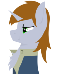 Size: 2462x3000 | Tagged: safe, artist:alltimemine, oc, oc only, oc:littlepip, pony, unicorn, fallout equestria, bust, chest fluff, clothes, fanfic, fanfic art, female, high res, horn, inkscape, jumpsuit, lineless, mare, portrait, profile, simple background, smiling, solo, transparent background, vault suit, vector