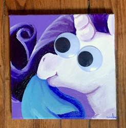 Size: 1024x1041 | Tagged: safe, artist:colorsceempainting, rarity, pony, unicorn, g4, female, googly eyes, mare, painting, smiling, solo, traditional art