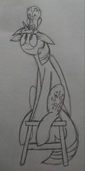 Size: 1151x2315 | Tagged: safe, artist:derpanater, owlowiscious, twilight sparkle, alicorn, pony, g4, 30 minute art challenge, floppy ears, sitting, stool, traditional art, twilight sparkle (alicorn)