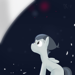 Size: 1750x1750 | Tagged: safe, artist:davierocket, rumble, pony, g4, colt, looking up, male, night, solo