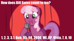 Size: 1920x1080 | Tagged: safe, cheerilee, earth pony, pony, g4, bill gates, cheerilee pun, exploitable meme, female, meme, microsoft, microsoft bob, microsoft windows, pun, solo, windows 1.01, windows 10, windows 2.03, windows 2000, windows 3.0, windows 3.1, windows 7, windows 95, windows 98, windows me, windows vista, windows xp