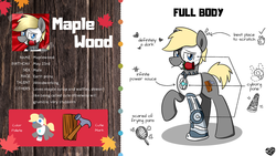 Size: 1920x1080 | Tagged: safe, artist:sugar morning, oc, oc only, oc:maplewood, cyborg, earth pony, pony, flower, male, reference sheet, rose, smiling, solo, stallion, standing