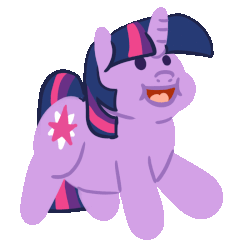 Size: 800x800 | Tagged: safe, artist:bennimarru, twilight sparkle, pony, unicorn, g4, animated, chubby, cutie mark, female, flat colors, gif, hooves, horn, lineless, mare, open mouth, simple background, smiling, solo, transparent background