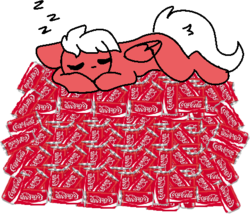 Size: 470x402 | Tagged: safe, artist:nootaz, oc, oc:cocacolalicious, pegasus, pony, coca-cola, commission, male, simple background, sleeping, stallion, transparent background, zzz