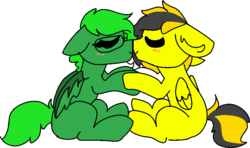 Size: 795x471 | Tagged: safe, artist:nootaz, oc, oc only, pony, cute, kissing, simple background, transparent background