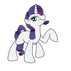 Size: 800x800 | Tagged: safe, artist:bennimarru, rarity, pony, g4, female, flat colors, looking at you, pose, raised hoof, simple background, smiling, solo, transparent background