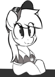 Size: 1007x1393 | Tagged: safe, artist:n0xbot, derpy hooves, pony, best gift ever, g4, female, mailmare, monochrome, solo