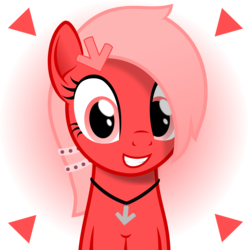 Size: 1500x1512 | Tagged: safe, artist:arifproject, oc, oc only, oc:downvote, pony, derpibooru, g4, arrow, cute, derpibooru ponified, hairband, jewelry, looking at you, meta, necklace, pointing, ponified, simple background, smiling, solo, transparent background, vector