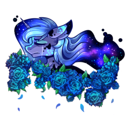 Size: 1024x922 | Tagged: safe, artist:derpsonhooves, princess luna, alicorn, pony, g4, blue rose, crying, eyes closed, female, flower, mare, rose, simple background, solo, transparent background