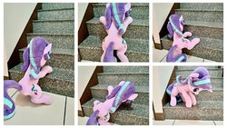 Size: 1024x576 | Tagged: safe, artist:nekokevin, starlight glimmer, pony, unicorn, series:nekokevin's glimmy, g4, climbing, comic, irl, photo, plushie, solo, stairs