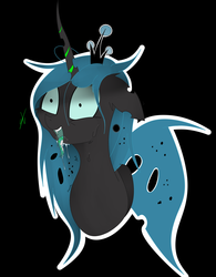 Size: 1945x2491 | Tagged: source needed, safe, artist:groomlake, queen chrysalis, changeling, changeling queen, pony, g4, black background, drool, drool string, female, open mouth, silly, simple background, tongue out