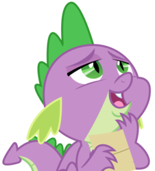 Size: 3147x3484 | Tagged: safe, artist:sketchmcreations, spike, dragon, g4, my little pony best gift ever, hand on chin, high res, male, open mouth, paper, simple background, solo, transparent background, vector, winged spike, wings