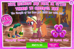 Size: 1038x690 | Tagged: safe, gameloft, sweet pepper, pegasus, pony, g4, stranger than fan fiction, advertisement, costs real money, female, introduction card, mare, sale