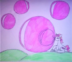 Size: 1651x1409 | Tagged: safe, artist:bubblegum_pony, oc, oc only, oc:bubble twist, pony, unicorn, bubblegum, doodle, food, gum, solo