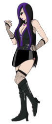 Size: 462x1089 | Tagged: safe, artist:pagecartoons, oc, oc only, oc:burning passion, oc:mythic requiem, human, siren, equestria girls, g4, armpits, barely pony related, breasts, cleavage, commission, gothic, rule 63, sirenified, species swap