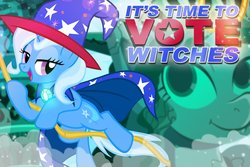 Size: 2400x1600 | Tagged: safe, artist:pixelkitties, ms. harshwhinny, trixie, pony, unicorn, g4, brooch, cape, clothes, female, hat, jewelry, mare, solo, trixie's brooch, trixie's cape, trixie's hat, votehorse, zoom layer