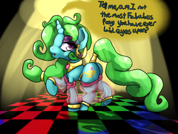 Size: 3200x2400 | Tagged: safe, artist:clexyoshi, oc, oc only, oc:wishy washy, genie, monster pony, dancing, dialogue, female, high res, mare