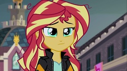 Size: 1100x618 | Tagged: safe, screencap, sunset shimmer, equestria girls, g4, my little pony equestria girls: friendship games, female, frazzled hair, messy hair, solo, tired
