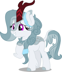 Size: 832x961 | Tagged: safe, artist:dragonchaser123, artist:hendro107, edit, vector edit, oc, oc only, oc:silver bell, kirin, female, kirin oc, pointing at self, simple background, solo, transparent background, vector