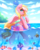 Size: 2665x3369 | Tagged: safe, artist:airiniblock, oc, oc only, oc:bay breeze, fish, pegasus, pony, rcf community, bikini, bow, bubble, clothes, commission, coral, crepuscular rays, cute, female, flowing tail, hair bow, high res, inflatable, inflatable toy, inner tube, looking at you, mare, ocean, pool toy, seaweed, smiling, solo, sunlight, swimming, swimsuit, tail, tail bow, underwater, water