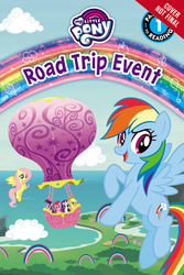 Size: 500x750 | Tagged: safe, applejack, fluttershy, pinkie pie, rainbow dash, rarity, twilight sparkle, alicorn, earth pony, pegasus, pony, unicorn, g4, official, rainbow roadtrip, cloud, female, flying, hot air balloon, mane six, my little pony: road trip event, ocean, passport to reading, rainbow, twilight sparkle (alicorn), twinkling balloon