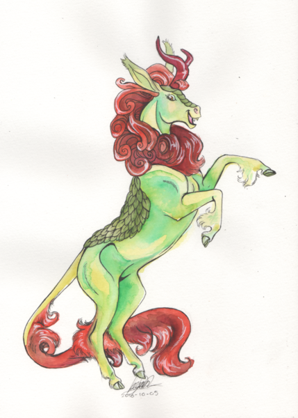 1876688 Artist Sagastuff94 Autumn Blaze Cloven Hooves Fangs Female Horse Kirin Leonine Tail Open Mouth Realistic Anatomy Realistic Horse Legs Rearing Safe Scales Simple Background Smiling Solo Sounds Of Silence Traditional Art