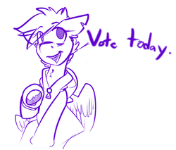 Size: 522x445 | Tagged: safe, artist:conmanwolf, scootaloo, pegasus, pony, ask factory scootaloo, fanfic:rainbow factory, g4, clothes, factory scootaloo, hoodie, november 6 midterm elections