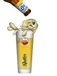 Size: 2048x2732 | Tagged: safe, artist:dawnshine, oc, oc only, oc:radler, earth pony, pony, beer, beer bottle, cup, cup of pony, drinking, female, glass, high res, micro, radler, simple background, solo, transparent background