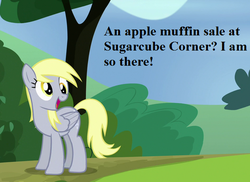 Size: 592x432 | Tagged: safe, edit, edited screencap, editor:korora, screencap, derpy hooves, g4, rock solid friendship, cute, derpabetes, dialogue, happy, smiling