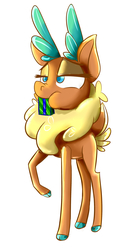 Size: 1662x3280 | Tagged: safe, artist:catlion3, velvet (tfh), deer, reindeer, them's fightin' herds, community related, female, mouth hold, present, puffy cheeks, simple background, solo, white background