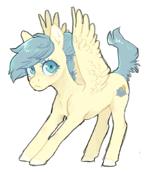 Size: 1570x1819 | Tagged: safe, artist:amphoera, oc, oc only, oc:venti via, pegasus, pony, simple background, solo, spread wings, white background, wings