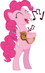 Size: 6479x10327 | Tagged: safe, artist:ace play, pinkie pie, earth pony, pony, g4, absurd resolution, bipedal, female, music notes, musical instrument, simple background, singing, solo, transparent background, ukulele, vector