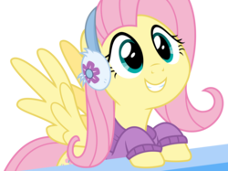 Size: 4519x3375 | Tagged: safe, artist:sketchmcreations, fluttershy, pegasus, pony, g4, my little pony best gift ever, clothes, cute, earmuffs, female, fluttershy's purple sweater, shyabetes, simple background, smiling, solo, sweater, sweatershy, transparent background, vector, winter outfit