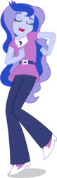 Size: 1289x3990 | Tagged: safe, artist:famousmari5, edit, editor:slayerbvc, vector edit, princess luna, vice principal luna, equestria girls, g4, my little pony equestria girls: friendship games, dancing, eyes closed, female, no makeup edit, silly human, simple background, solo, transparent background, vector