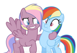 Size: 866x595 | Tagged: safe, artist:ipandacakes, rainbow dash, oc, oc:gusty gale, pegasus, pony, g4, base used, cheek squish, duo, female, mare, offspring, parent:bow hothoof, parent:windy whistles, parents:windyhoof, simple background, sisters, squishy cheeks, transparent background