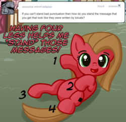 Size: 854x827 | Tagged: safe, artist:prosaurusrex, oc, oc only, oc:pun, earth pony, pony, ask pun, ask, female, mare, solo