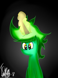 Size: 1204x1600 | Tagged: safe, artist:wonderschwifty, oc, oc:femstin endmmar, darkness, glowing horn, horn