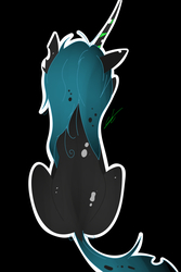 Size: 1672x2504 | Tagged: safe, artist:groomlake, queen chrysalis, changeling, changeling queen, g4, black background, colored, cute, cutealis, female, mare, simple background, sitting, solo, spots