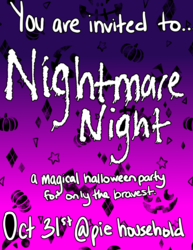 Size: 1280x1656 | Tagged: safe, artist:nichroniclesvsart, series:princess sciset, cover, halloween, holiday, invitation, nightmare night