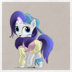 Size: 2000x2000 | Tagged: safe, artist:songbirdserenade, rarity, pony, unicorn, friendship university, g4, alternate hairstyle, disguise, female, glowing horn, high res, horn, looking at you, magic, mare, plainity, solo