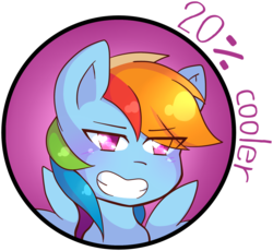 Size: 1991x1835 | Tagged: safe, artist:bam-bean-itzevil, rainbow dash, pegasus, pony, g4, 20% cooler, eye clipping through hair, female, smiling, solo, sticker