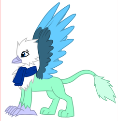 Size: 678x694 | Tagged: safe, artist:robobrony, oc, oc only, oc:frost, griffon, clothes, female, griffon oc, scarf, simple background, solo, white background