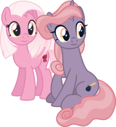 Size: 1472x1600 | Tagged: safe, artist:aeonkrow, oc, oc only, oc:dawn blush, oc:dusk dream, earth pony, pony, unicorn, female, mare, show accurate, simple background, sitting, transparent background, twins, vector