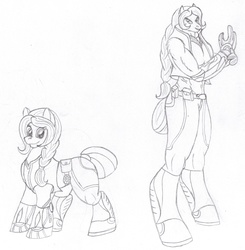Size: 3897x3977 | Tagged: safe, oc, oc:honey suckle, oc:honey suckle (flicker-show), earth pony, pony, anthro, anthro oc, anthro with ponies, high res, muscles