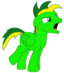 Size: 825x936 | Tagged: safe, artist:didgereethebrony, oc, oc only, oc:didgeree, pegasus, pony, loud noises, male, needs more saturation, solo, stallion, yelling