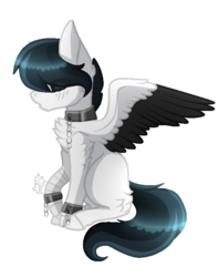 Size: 577x727 | Tagged: safe, artist:sugaryicecreammlp, oc, oc only, oc:chen, pegasus, pony, female, hair over eyes, mare, simple background, sitting, solo, transparent background, two toned wings