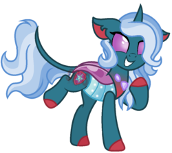 Size: 914x814 | Tagged: safe, artist:superrosey16, oc, oc only, oc:illusion, changepony, hybrid, female, interspecies offspring, offspring, parent:pharynx, parent:trixie, parents:phartrix, simple background, solo, transparent background